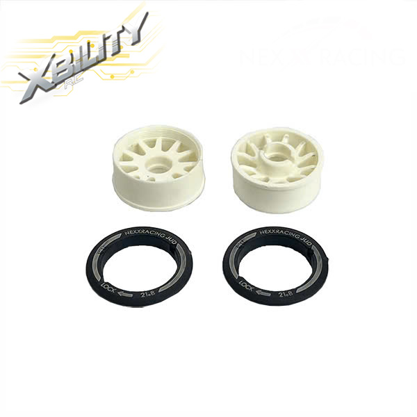 XB-EVO-F Xbility “JUD” threaded carbon-fiber reinforced EVO Flanged Front Wheels (2) pcs for Mini-Z (White) - F8.5